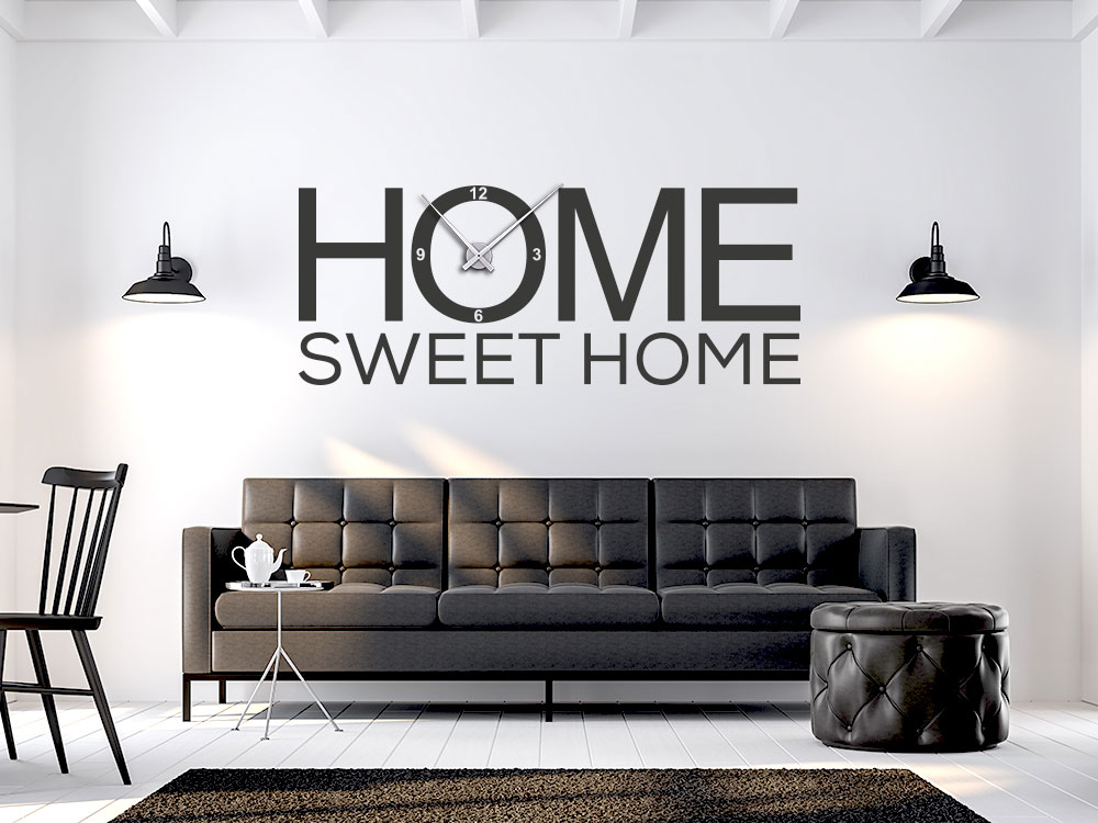 Wandtattoo Uhr Home sweet Home modern 