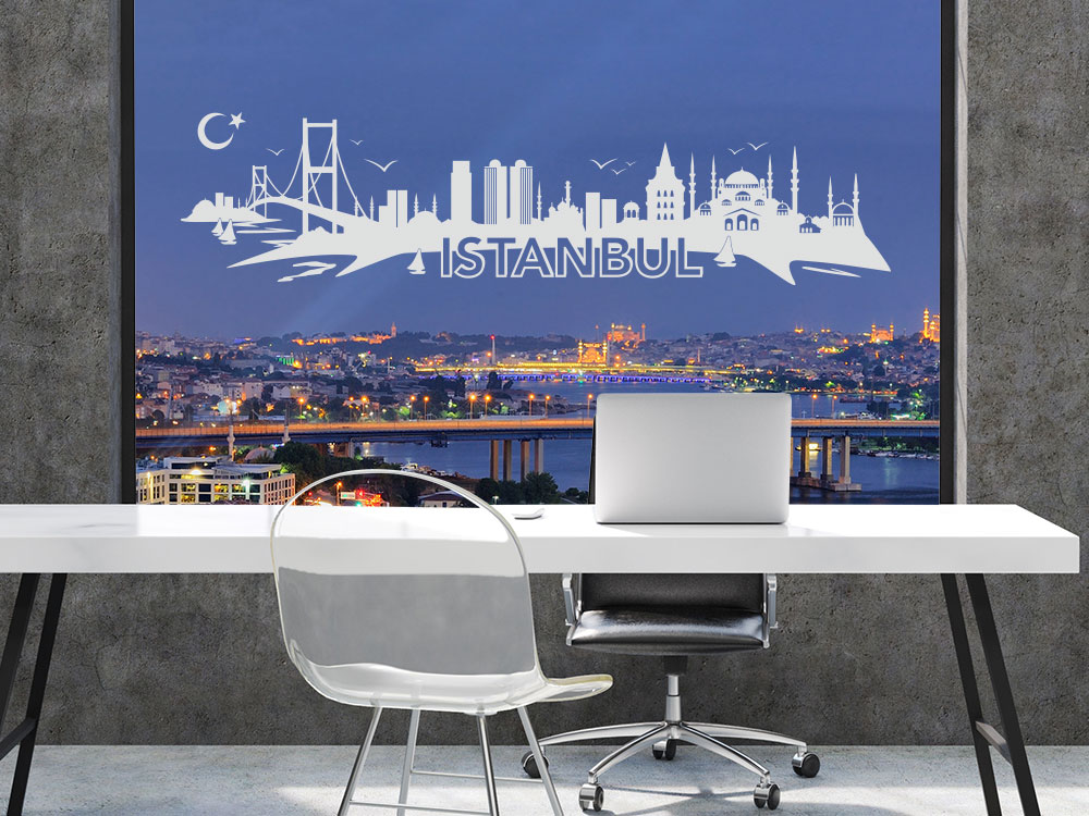 Fensteraufkleber Skyline Istanbul auf Fensterfläche im Büro