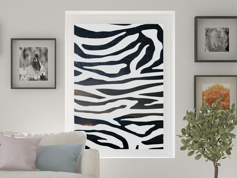Sichtschutzfolie für Wohnzimmer mit Zebra Muster
