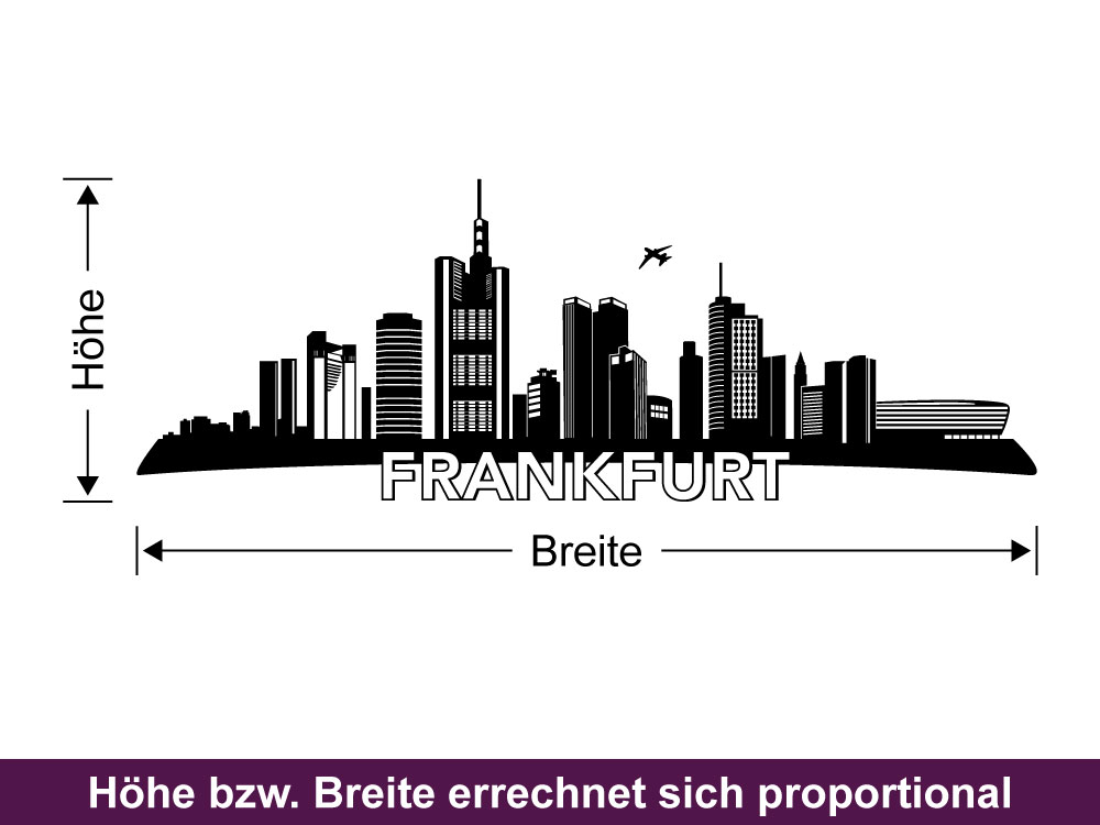 Glastattoo Skyline Frankfurt - Bemaßung des Glasdekor