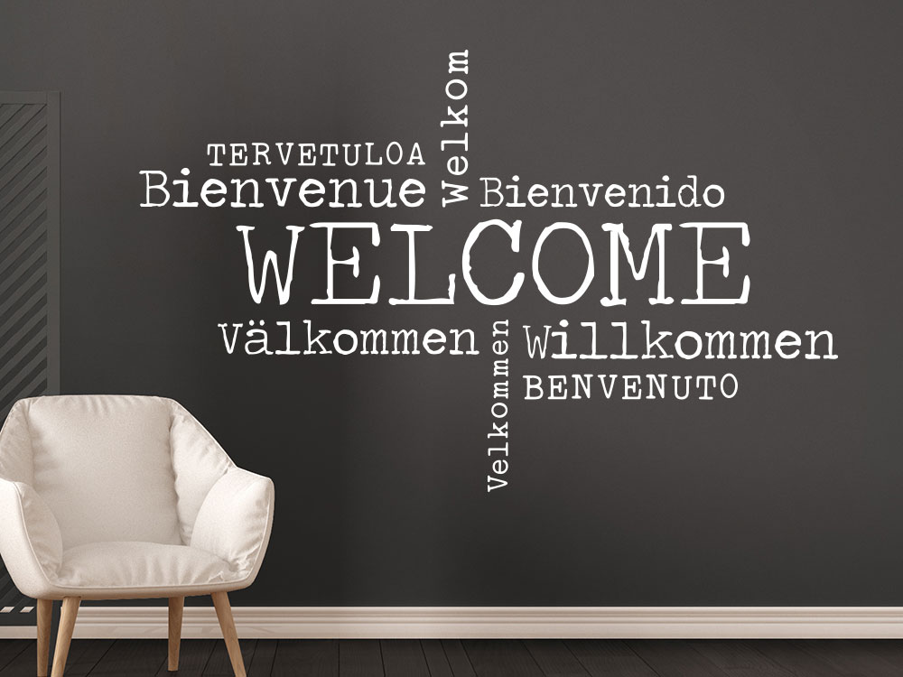 Wandtattoo Welcome in 9 Sprachen