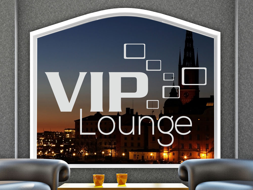 Glasfolie VIP Lounge als Aufkleber auf Fensterglas
