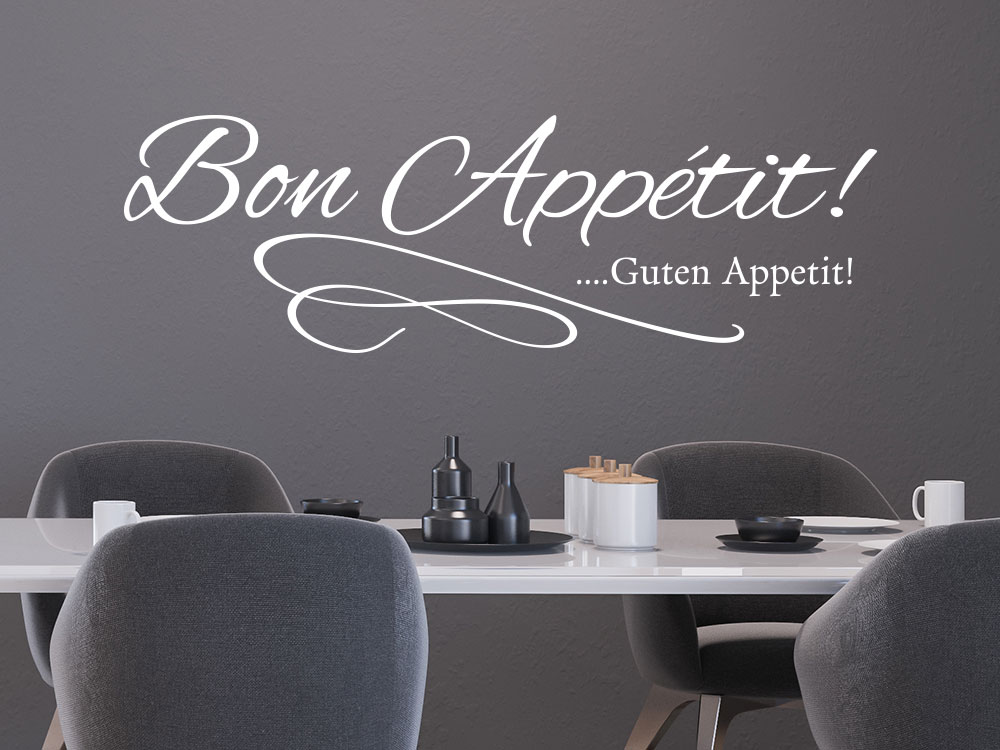 Wandtattoo Dekorativer Bon Appetit Schriftzug im Esszimmer
