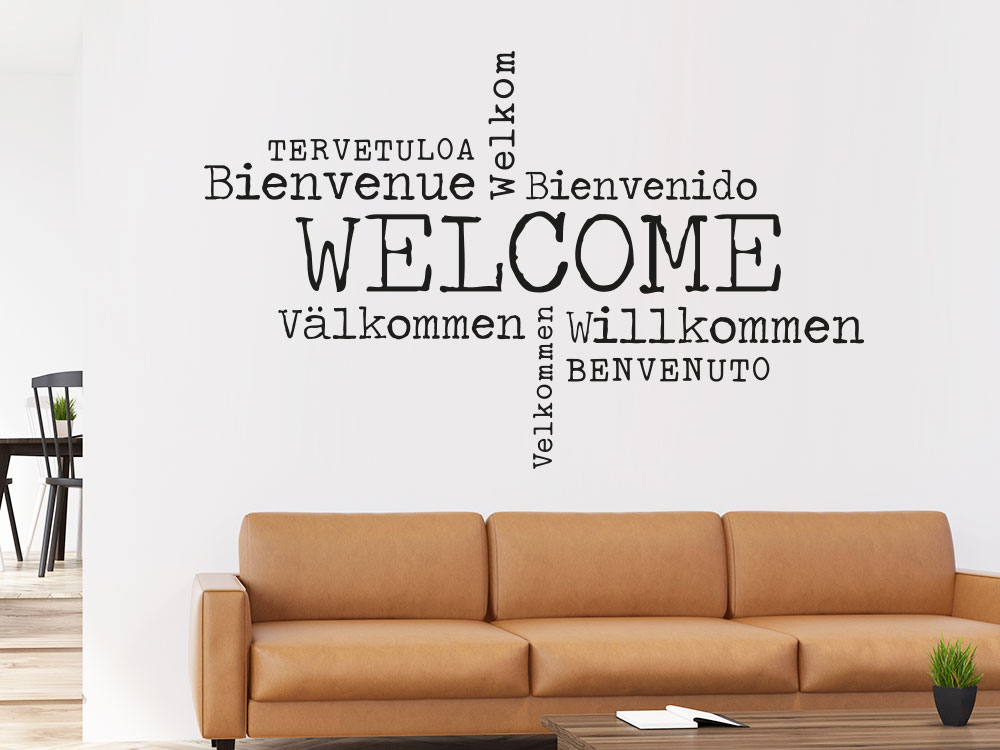Wandtattoo Welcome Sprachen im Eingangsbereich