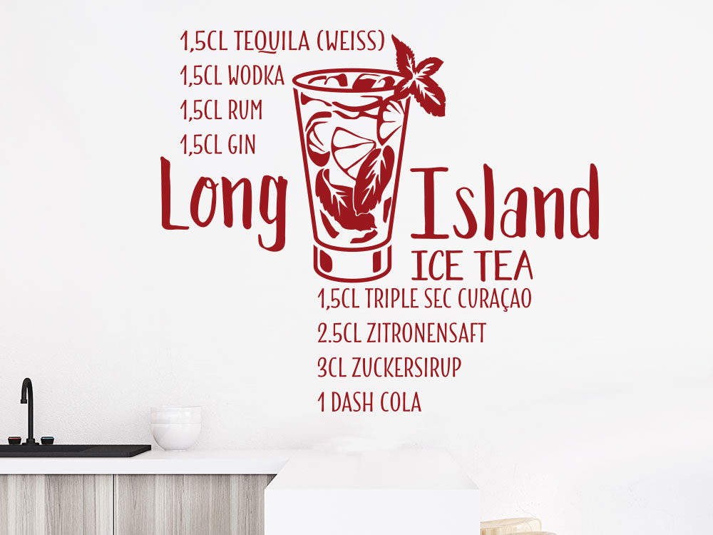 Wandtattoo Long Island Ice Tea Cocktail Rezept in der Küche