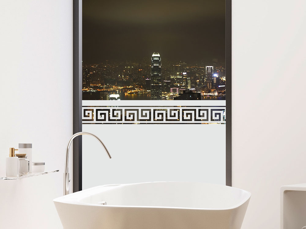 Blickdichte Sichtschutzfolie mit abstraktenn Linien im Bad