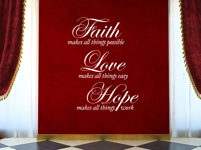 Wandtattoo Faith Love Hope