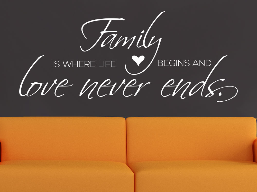 Wandtattoo Spruch Family - Love never ends