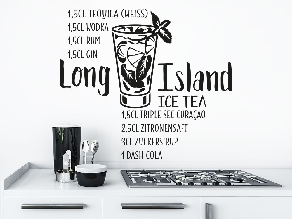 Wandtattoo Rezept Long Island Ice Tea in schwarz 