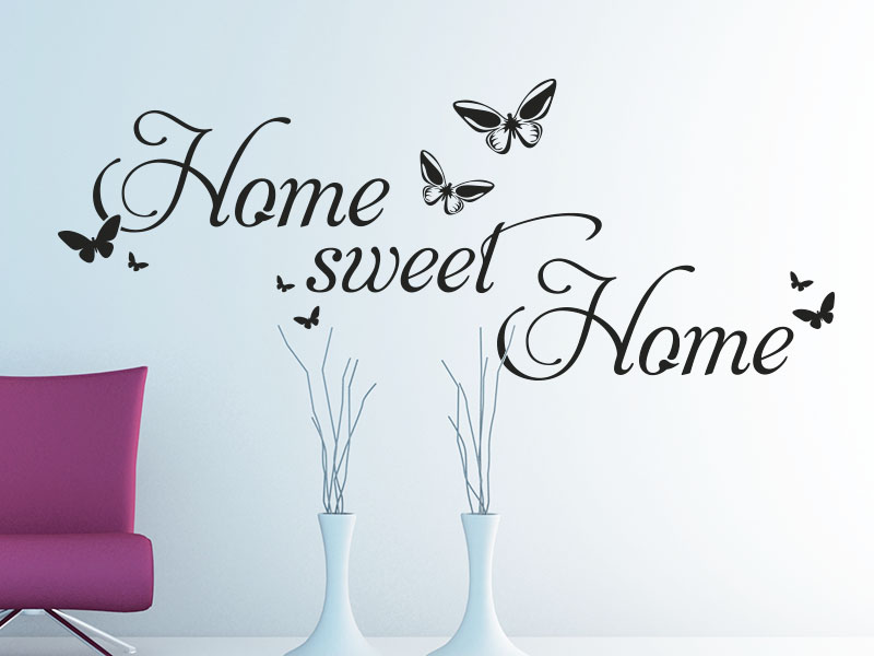 Home sweet Home mit Schmetterlingen Wandtattoo für Zuhause
