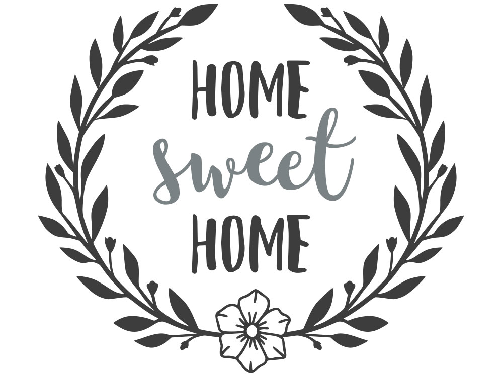 Gesamtansicht Home Sweet Home verziert Wandtattoo in zwei Farben