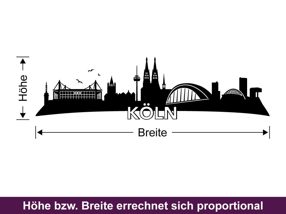 Glastattoo Skyline Köln - Bemaßung des Fernsterdekor