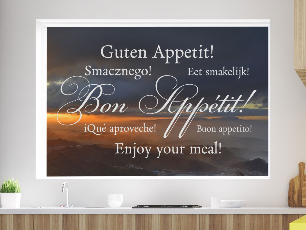 Glastattoo Bon Appétit mehrsprachig
