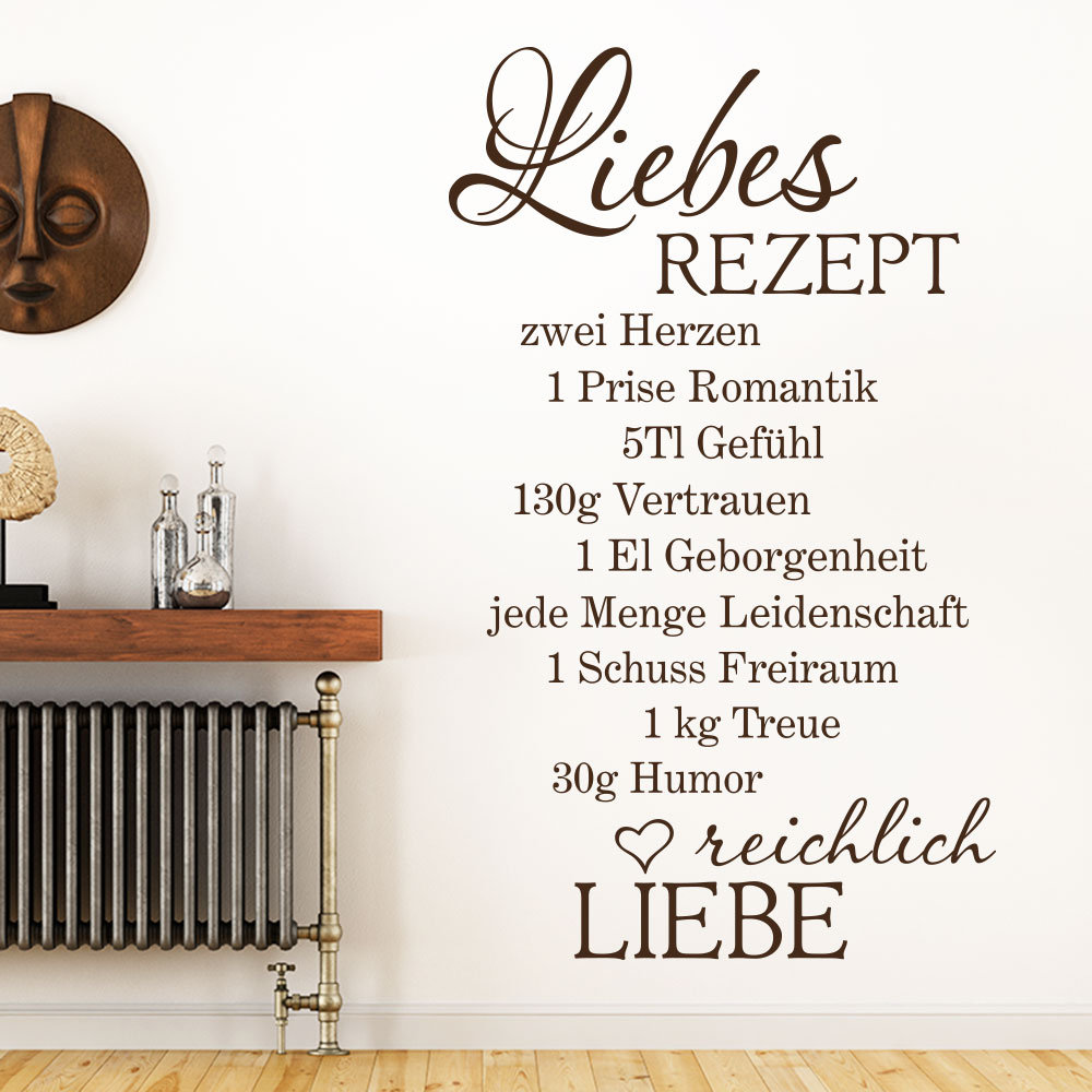 Wandtattoo Liebesrezept Spruch Wohnzimmer Wandaufkleber Liebe Von Klebeheld® Ebay 4076