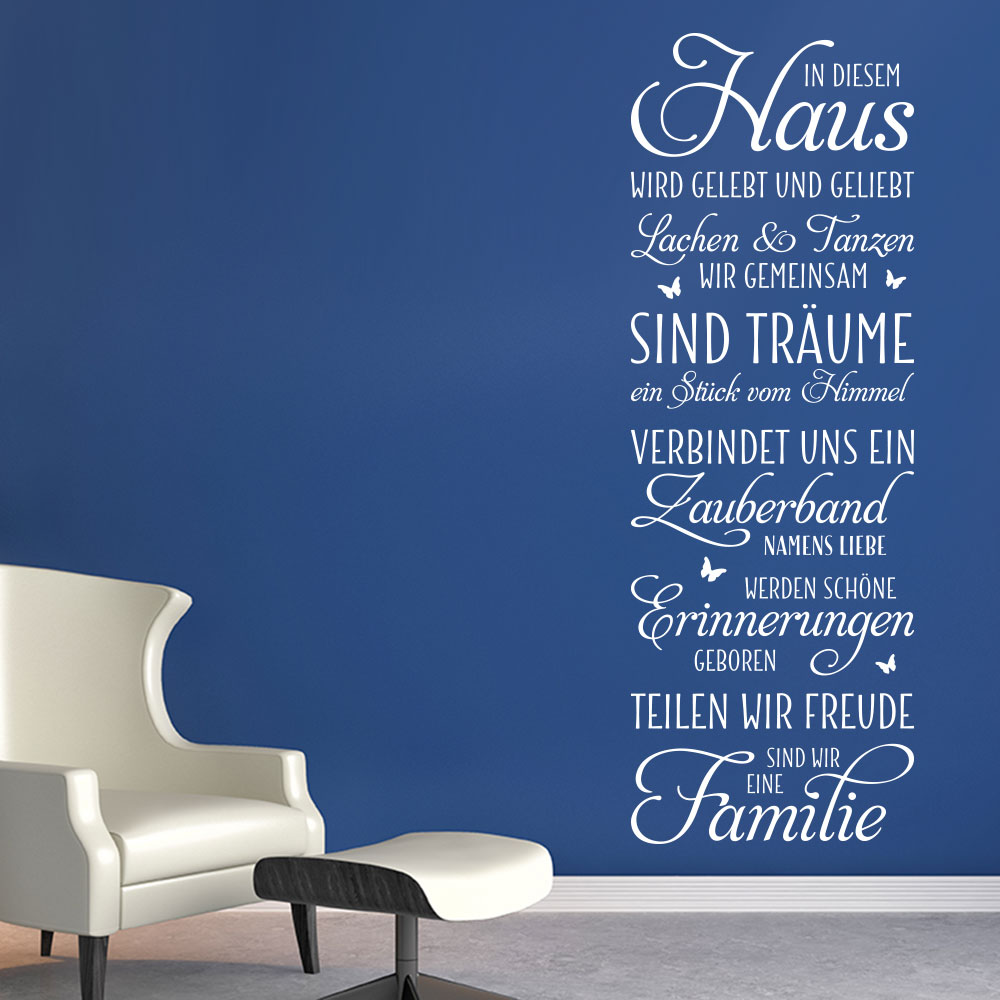 Wandtattoo In Diesem Haus Wird Gelebt Wandspruch Flur Wohnzimmer